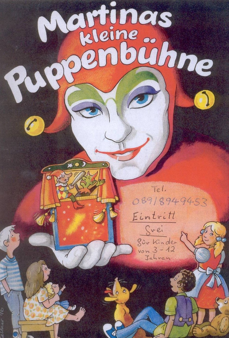 Plakat von Martinas kleiner Puppenbühne mit gemaltem Kasperl